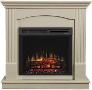 Dimplex Chadwick Optiflame Electric Fire Suite, Cream Stone Effect Fully Assembled Fireplace with LED Flame Effect, Variable Flame Height, Log Style Fuel Bed, 1.5kW Fan Heater and Remote Control