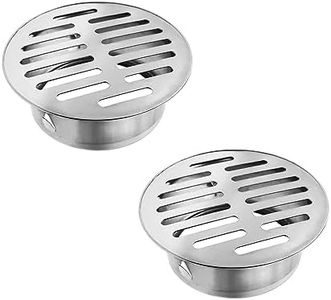 Round Floor Drain,304 Stainless Steel Snap in Floor Drain Shower Drain Cover Grate Cover for Outdoor Yard Drain-Pipe Exhaust Pipe Roof Balcony Use φ125mm/4.92''2 PCS
