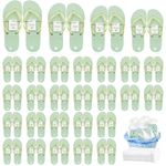 24 Pairs Flip Flops Bulk for Wedding Party Guest Sandals Pack Hotel Guest Spa Slippers Casual Slippers with Assorted Size Card Sign and Drawstring Bag (Green)