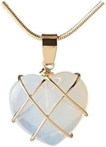 tenghong2021 Friend Necklace for Women Diamond Castle Rose Quartz Heart Opal Necklace Friendship Necklaces Birthday Gift Mother'S Day Choker for Her, Zinc, Amber