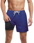 LUCOWEE Mens Swim Trunks with Compression Liner Anti Chafe no Mesh net Comfort Swimming Shorts Boxer Brief Lined 5.5" Navy Blue XX-Large