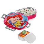 CELLO Feast Deluxe Kids Lunch Box Princess, Pink | Leak-Proof Snacks Tiffin Box for School Kids Inner Stainless Steel Mini Box | 2 Container with Locking Lid | Ideal for School & Picnic