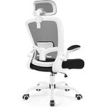 FelixKing Home Office Desk Chair, Headrest Ergonomic Office Chair with Adjustable Lumbar Support Swivel Chair with High Back and Armrest,White