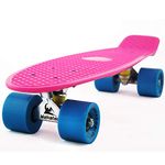 Skateboards Boys Retro Mini 22 inch Toddler Skateboard for Kids Boy Girls Youth Beginners Children Toddler Teenagers Adults Dog Age 4 5 6 Year (Pink Blue)