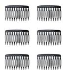 Ruwado 6 Pcs 14 Teeth Hair Side Comb Twist Small French Vintage Style Hair Clips Pins Accessories Supplies for Women Girls Bridal Wedding Veil Fine Long Curly Hair (Black)