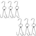 TIHOOD 6PCS 9.4" Stainless Steel Double Meat Hooks Roast Duck Bacon Shop Hook BBQ Grill Hanger Cooking Tools Accessories (6 Packs)