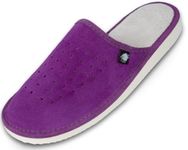 Suede Womens Slippers with Orthopeadic Insole, Size 4,5,6,7,8 UK (8 UK/42 EU, Purple)