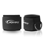 JoyFit Padded Ankle straps for cable machines with D Ring High Strength for Cable Machines for Butt, Glute and Leg Weights Exercises For Both Men and Women Pair (Black)
