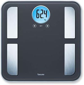 Beurer BF 195 Pèse-personne impédancemètre en verre pour la détermination de la graisse corporelle, de la masse musculaire et des besoins en calories, jusqu'à 180 kg