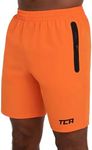 TCA Elite Tech Lightweight Mens Running Shorts Men Gym Shorts with Zip Pockets - Orange, S