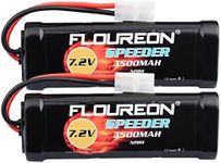 FLOUREON 7.2V 3500mAh NiMH 6 Cell Rechargeable RC Battery with Tamiya Plug for Popular Standard RC Cars including Traxxas, LOSI, Associated, HPI, Tamiya, Kyosho (2pack)