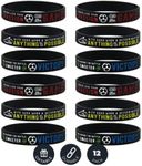 Inkstone (12-pack) Soccer Motivational Silicone Bracelets - Wholesale Bulk Soccer Jewelry, Sports Gifts, Party Favors and Supplies