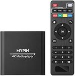 4K Media Player, MYPIN Digital MP4 Player for 14TB HDD/USB Drive/TF Card/H.265 MP4 PPT MKV AVI with Remote Control,Support HDMI/AV/Optical Out & USB Mouse/Keyboard-HDMI up to 7.1 Surround Sound(Black)