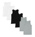 Bahob® 6 Pack Boy's Underwear Vests Soft Cotton Tank Tops Kids Sleeveless Vests Undershirts Cotton 5-14 Years (White Black Grey, 11-12 Years)