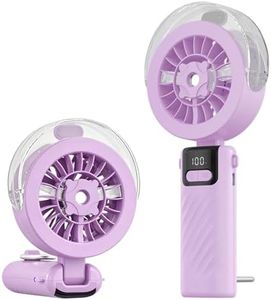 Handheld Misting Fan Portable, 4000mAh Battery Powered Foldable Mini Fan with 35ml Water Tank and Lanyard, 4-Speed Powerful Cooling Handheld Fan USB Spray Fan for Travel Outdoor Office Desk (Purple)