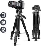 UBeesize 67” Camera Tripod with Travel Bag, Cell Phone Tripod with Bluetooth Remote and Phone Holder, Compatible with All Cameras, Cell Phones, Projector, Webcam, Spotting Scopes