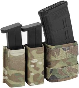 SIVIGEAR Mag Pouch 5.56 with Double Pistol Magazine Pouch,MOLLE Mag Pouches 5.56+9mm with Quick Release Insert for Tactical Vest Belt Accessories CP