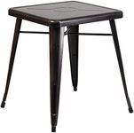 Flash Furniture Prince Commercial Grade 23.75" Square Black-Antique Gold Metal Indoor-Outdoor Table