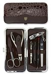 3 Swords Germany - brand quality 7 piece manicure pedicure grooming kit set for professional finger & toe nail care scissors clipper fashion leather case in gift box, Made in Solingen Germany (777904)