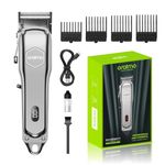 Oraimo Mens Hair Clipper Cordless Rechargeable Clippers Hair Trimmer For Men Professional Barbers Grooming Kit,150-Min Working Time With Led Display (Silver)
