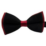 AWAYTR Men's Pre Tied Bow Ties for Wedding Party Fancy Plain Adjustable Bowties Necktie, Black&red, L: (19-99 yrs. adults)