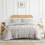 Southshore Fine Living, Inc. 3-Piece California King Size Comforter Set with 2 Pillow Shams, Cozy Double Brushed Microfiber, Down Alternative Comforter, King/California Size, Mocha Beige Plaid
