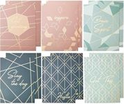 12 Pack Inspirational 2 Pocket Folders, Letter Size, 6 Decorative Motivational Designs for School, Home, Office, Women Girls (9x12 inch) - Rose Gold Geometric