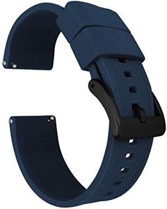 BARTON WATCH BANDS Quick Release Elite Silicone Watch Bands, Navy Blue & Black PVD Buckle, 20mm