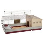 Ferplast rabbits and guinea pigs cage KROLIK 140 PLUS, small animalsand rabbit house, Separate wooden house, accessories are included, 142 x 60 x h 50 cm Bordeaux