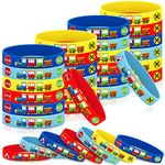 24 Train Silicone Wristbands Railroad Steam Train Silicone Bracelet Train Birthday Party Supplies Train Birthday Decorations Transportation Traffic Sign Wrist Bands for Choo Choo Train Party Favors