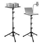 OTREST Projector Stand with 180° Tiltable Tray & Phone Holder, 3 Section Telescopic 29.9"-57.1"/76-145cm Projector/Laptop Tripod, Portable Folding Projector Tripod for Studio/Stage, 22lb/10kg Load