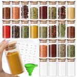 Jaisie.W Glass Spice Jars with Bamboo Lids 4oz 24Pack, Spice Jars with Label -4 fl. oz Small Glass Jars with Bamboo Lids Set of 24