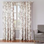 Levtex Home - Ophelia - Drape Panel/Curtain Set of 2 (55x84in.) with Rod Pocket - Floral - Taupe Grey Cream Blush - 55x84in. - Set of 2 - Rayon