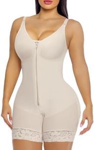 YIANNA Fajas Colombianas Postpartum Full Shapewear for Women Tummy Control Body Shaper Butt Lifter Compression Garment with Zipper Crotch,YA7283-Beige-L