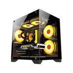 Ant Esports Crystal Z2 Mid-Tower Computer Case/Gaming Cabinet – Black | Support Micro-ATX, Mini-ITX | Pre-Installed 3 ARGB Infinity Mirror Fans