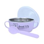 KYLO Good Life Baby Feeding Bowl - A|Stainless Steel| Air Tight| Multi-Functional - Snack/Fruit| Comes with Spoon| Easy to Hold with Two Side Handle - 600 ML, Purple