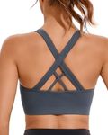 RUNNING GIRL Sports Bra for Women, Criss-Cross Back Padded Strappy Sports Bras High Support Yoga Bra with Removable Cups(3012_Grey_XL)