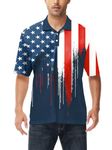 AOBUTE Mens Patriotic Polo Shirts July 4th American Flag Golf Activewear Tops, American Flag, X-Large