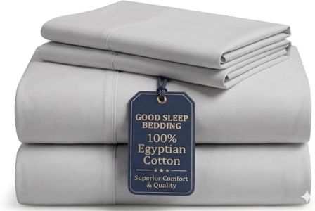 Good Sleep Bedding 100% Egyptian Cotton Sheets Queen Size, 4 Piece Silky Sateen Weave Queen Bed Sheets, Ultra-Soft & Durable Hotel Luxury, 16 Inch Deep Pocket Queen Sheets - Light Gray