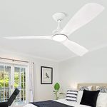 Depuley 72" Ceiling Fan with Lights and Remote,White and Gold Ceiling Fan with 5-Speed 8 Blades Reversible DC Motor,3000K-6000K Ceiling Fan with Light for Indoor Outdoor,Timer