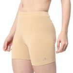 Bodyband Cycling Shorts for Women Shorts - High Waist Under Skirt Shorts for Women & Girls Stretchable Skin Fit Under Dress Shorts Biker Bicycle Shorts - Beige - Large