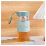 Wosta 550 Ml Leakproof Glass Water Bottle with Stainless Steel Infuser Glass Tea Infuser Bottle with Strainer and Neoprene Sleeve for Loose Leaf Tea, Cold Brew Coffee. (Green, 480 Ml)