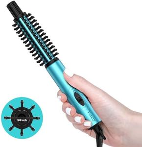 FARERY Mini Thermal Brush, Curling Iron Brush 3/4 Inch, Heated Round Brush for Volumizing and Small Curls, Travel Size Curling Iron for Short & Medium Hair, Dual Voltage, Instant Heat 392°F, Blue