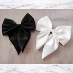 Bow Hair Clips for Women - 4 Pieces Satin Handmade, Stylish Hair Bows, All-Day Comfort, Hair Accessories for All Occasions, from Formal to Casual Wear, Black & White (Small)