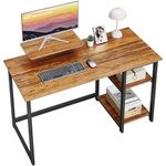 GreenForest Computer Desk with Monitor Stand,100cm Desk with Reversible Storage Shelves Modern PC Gaming Home Office Desk for Small Spaces,Walnut