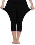 PandaWears Women's Reg/Plus Size Capri - Stretch Fit (3XL, Black)