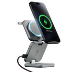 Boat FlexCharge 360 3-in-1 15W Wireless Charger, Foldable, Magnetic Magsafe & Multi-Angle Charging; LED Indicator & Anti-Slip Finish for Apple iPhone 16|15|14, Apple Watch & AirPods (Slate Grey)