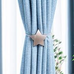 JQWUPUP Magnetic Curtain Tiebacks, Retro Star Drape Rope Tie Backs Holder Buckle - Decorative Curtain Holdbacks Clip for Sheer and Blackout Curtain (2 Pieces, Silver)