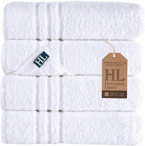 Hawmam Linen White Bath Towels 4 Pack 27 x 54 Inches 100% Turkish Cotton Soft Lightweight and Highly Absorbent Quick Drying Towels, Premium Quality Perfect for Daily Use