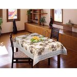 Freelance PVC Tuscany Flannel Backing Dining Table Cover Cloth Tablecloth Waterproof Protector, 6-8 Seater, 60 X 90 inches, Oblong/Oval (with White-Laced Edges), Product of Meiwa, Japan